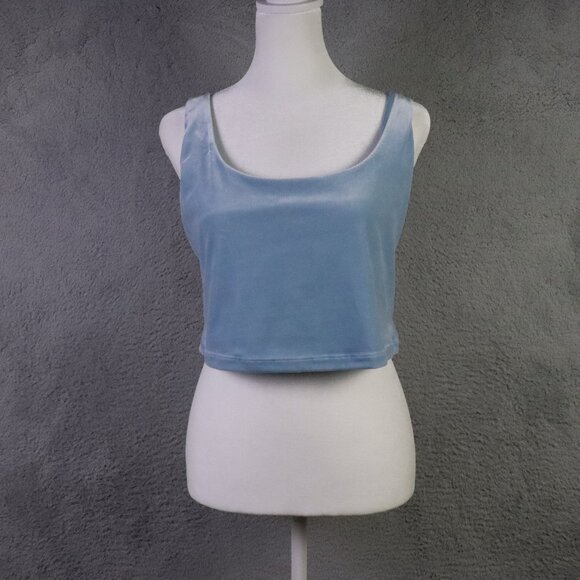Athleta Tops - Athleta Cropped Tank Top Womens XL Blue Velvet Back Cut Out Athletic Yoga